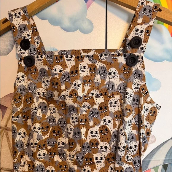 Nooworks monsters overalls small like new rare print - Picture 3 of 11